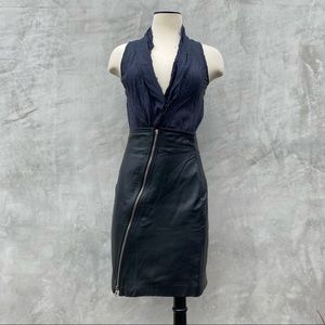 Vintage Biker Babe Asymmetrical Zip Leather Skirt
